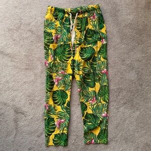Sandrine Rose Yellow Palm Trees Pants Size Medium